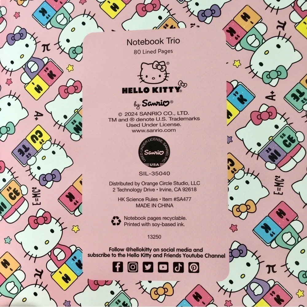 Hello Kitty “BE NICE” Notebook, Purple, 80 lined pages